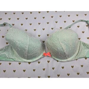 Victorias Secret Mint Neon 32D Very Sexy Push Up Bra